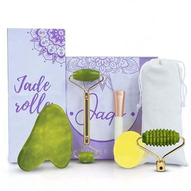ลูกกลิ้งหยกธรรมชาติ 100% & ลูกกลิ้งน้ำแข็ง Gua Sha สำหรับอาการบวมใบหน้า
