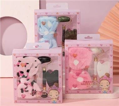 ผ้ากันเปื้อน Bow Coral Bow Bow Jade Roller ชุดพร้อมกล่องของขวัญ