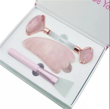 Rose Quartz Jade Roller และ Gua Sha Board