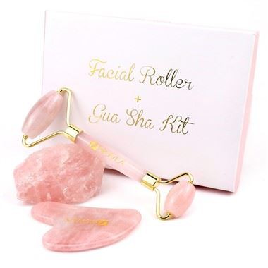โรลควอตซ์ควอตซ์หยกโรลเลอร์หน้าและ Gua Sha