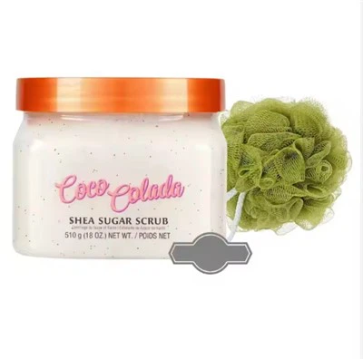 Cocoa Pineapple Shea Sugar Exfoliator Body Scrub กับฟองน้ำฝักบัวสีสันสดใส